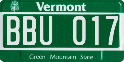 VT license plate BBU017
