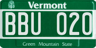 VT license plate BBU020