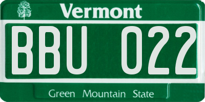 VT license plate BBU022