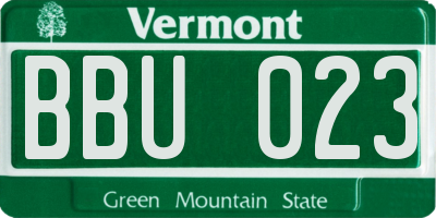 VT license plate BBU023