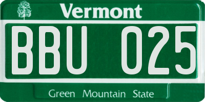 VT license plate BBU025