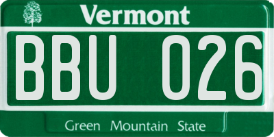 VT license plate BBU026