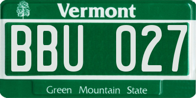 VT license plate BBU027