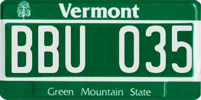 VT license plate BBU035