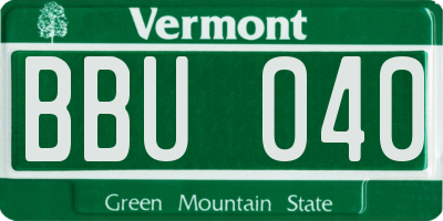 VT license plate BBU040
