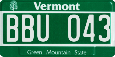 VT license plate BBU043