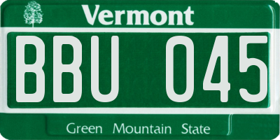 VT license plate BBU045