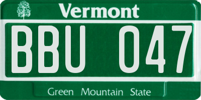 VT license plate BBU047
