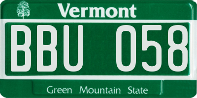 VT license plate BBU058
