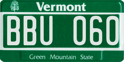 VT license plate BBU060