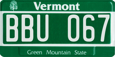 VT license plate BBU067