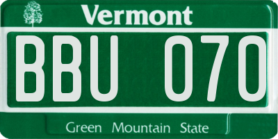 VT license plate BBU070