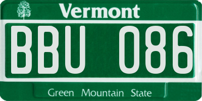 VT license plate BBU086
