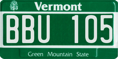 VT license plate BBU105