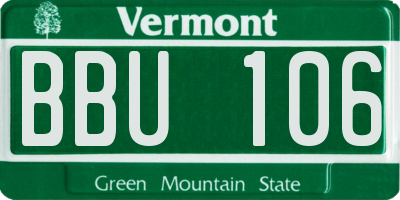 VT license plate BBU106