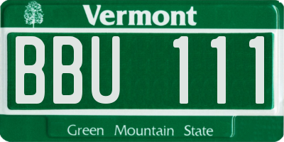 VT license plate BBU111