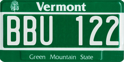 VT license plate BBU122