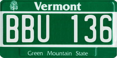 VT license plate BBU136