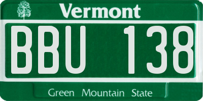 VT license plate BBU138
