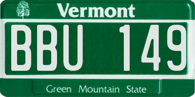 VT license plate BBU149