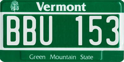 VT license plate BBU153