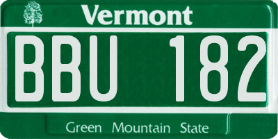 VT license plate BBU182