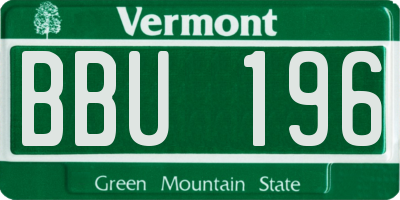 VT license plate BBU196