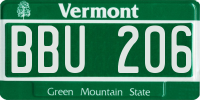 VT license plate BBU206