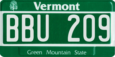VT license plate BBU209