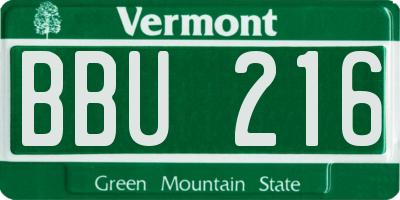 VT license plate BBU216