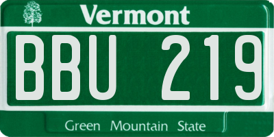 VT license plate BBU219