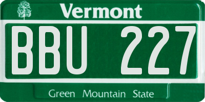 VT license plate BBU227