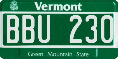VT license plate BBU230
