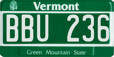 VT license plate BBU236