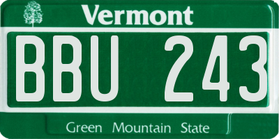 VT license plate BBU243