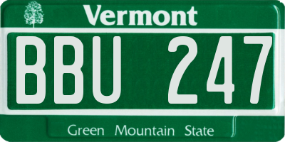VT license plate BBU247