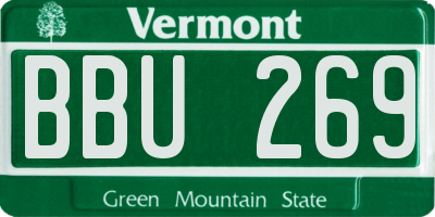 VT license plate BBU269