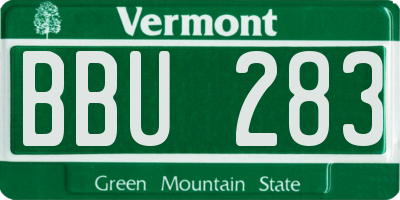 VT license plate BBU283