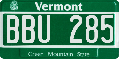 VT license plate BBU285