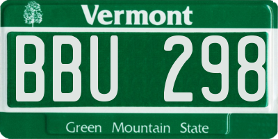 VT license plate BBU298
