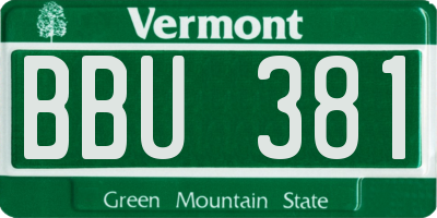 VT license plate BBU381