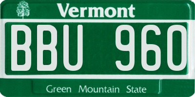 VT license plate BBU960