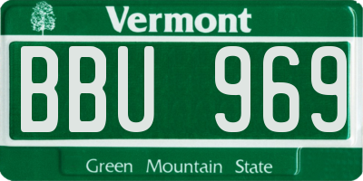 VT license plate BBU969