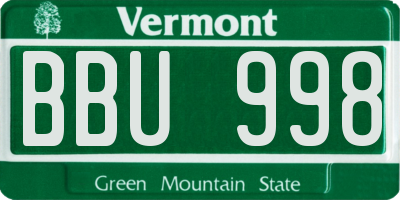 VT license plate BBU998