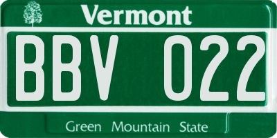 VT license plate BBV022