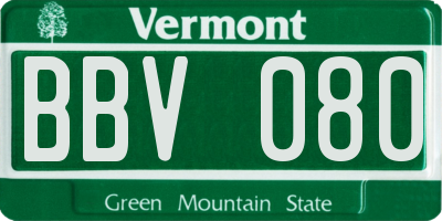 VT license plate BBV080