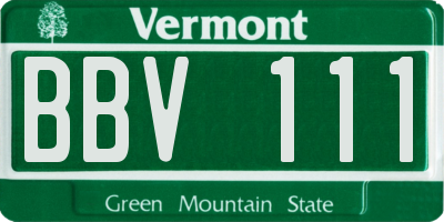 VT license plate BBV111