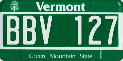 VT license plate BBV127