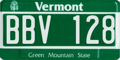 VT license plate BBV128