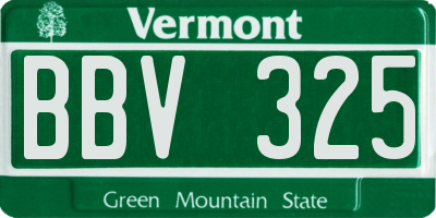 VT license plate BBV325